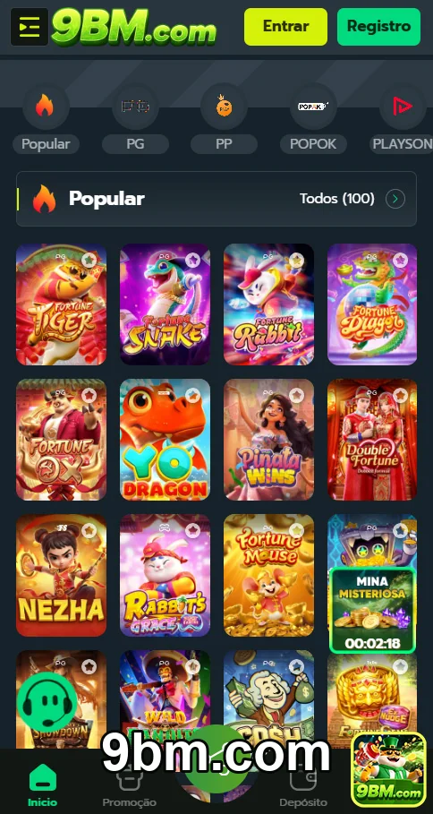 Tela de jogo com slots na interface amigável